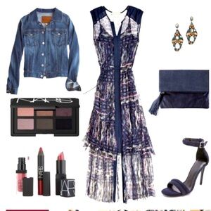 Of Two Minds Maxi Dress. Cobalt blue, Fuschia batik print. Stunning. Flowy/Sz M